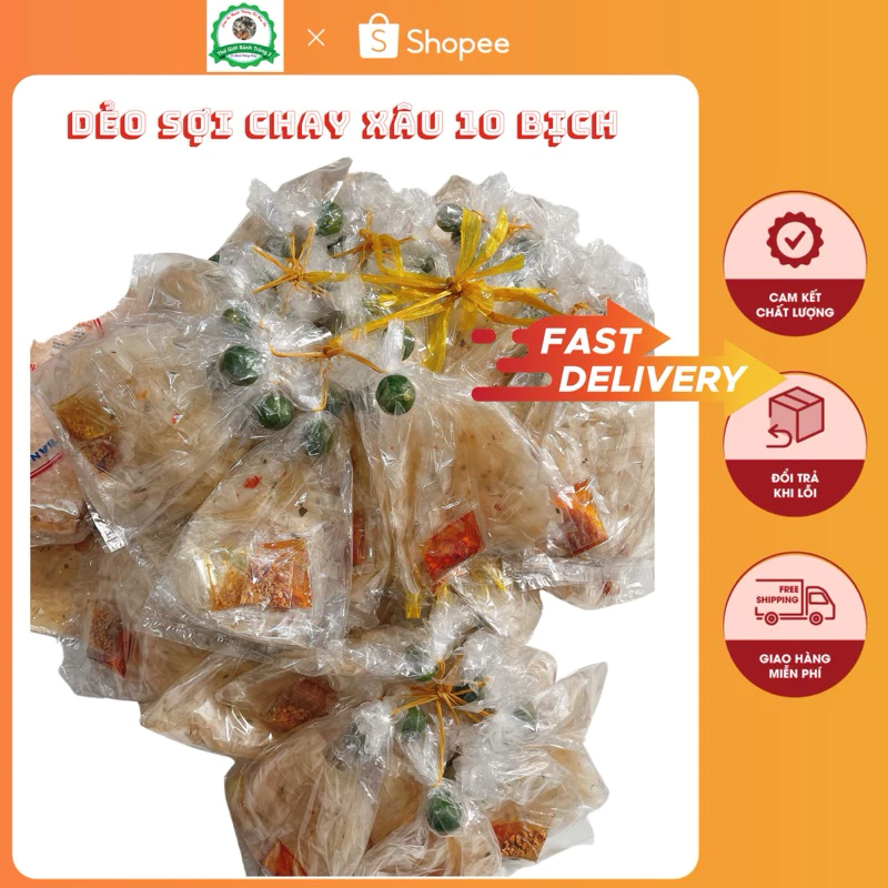 Xâu 10 Bich Dẻo Sợi Cay, Trộn Muối Tây Ninh, Dầu Tỏi Sate Ớt Tắc